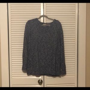 LL Bean navy and white rag sweater